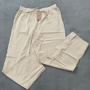 Elegant Beige Straight Leg Women's Pants